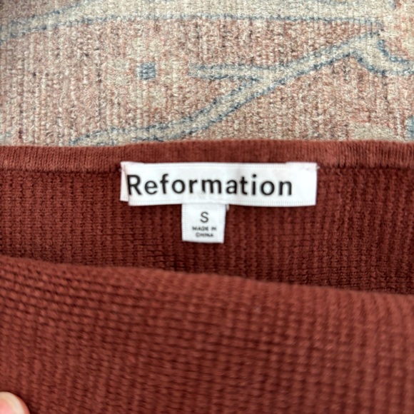 Reformation Brown Tea Ribbed Cropped Sweater Tank Sz S - Picture 3 of 6
